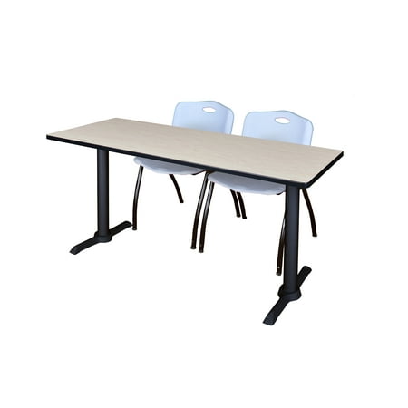 Cain 72" x 24" Maple Training Table and 2 "M" Stack Chairs, Multiple Colors