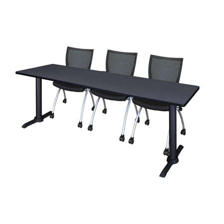 Cain 84" x 24" Training Table in Multiple Colors and 3 Apprentice Chairs, Black