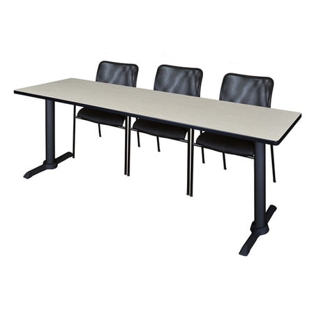 Cain 84" x 24" Training Table in Multiple Colors and 3 Apprentice Chairs, Black