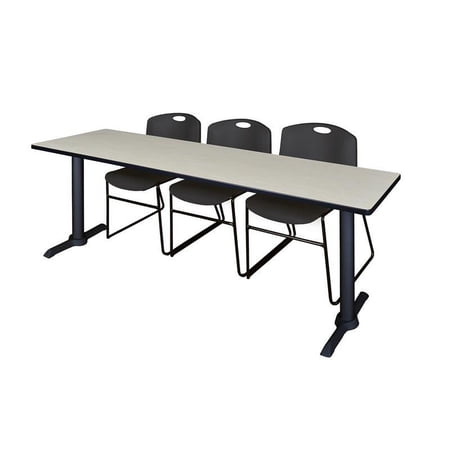 Regency Cain 84" x 24" Training Table- Maple & 3 Zeng Stack Chairs- Black