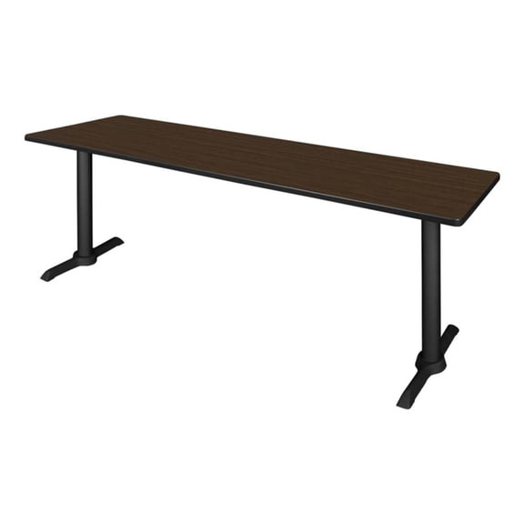 Regency Cain 84 x 24" Steel T-Base Seminar Table-Neo Walnut/ Black Base