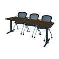 thumbnail image 1 of Regency Cain 84 x 24 in. T-Base Training Seminar Table- Neo Walnut & 3 Cadence Nesting Chairs, 1 of 10
