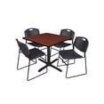 thumbnail image 1 of Regency Cain 42 in. Square X-Base Breakroom Table- Cherry & 4 Zeng Stack Chairs- Black, 1 of 8