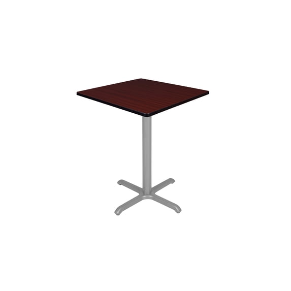 Regency Cain Cafe High 36" Square X-Base Table- Mahogany/ Grey Base