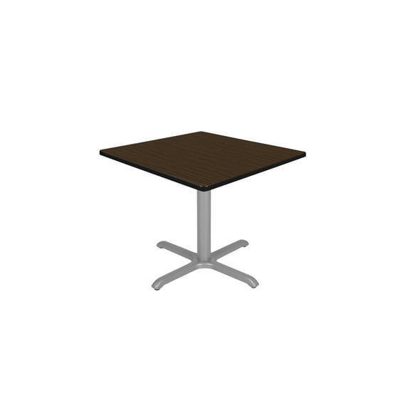 Regency Cain Large 42 in. Square X-Base Breakroom Table- Neo Walnut Top, Grey Legs
