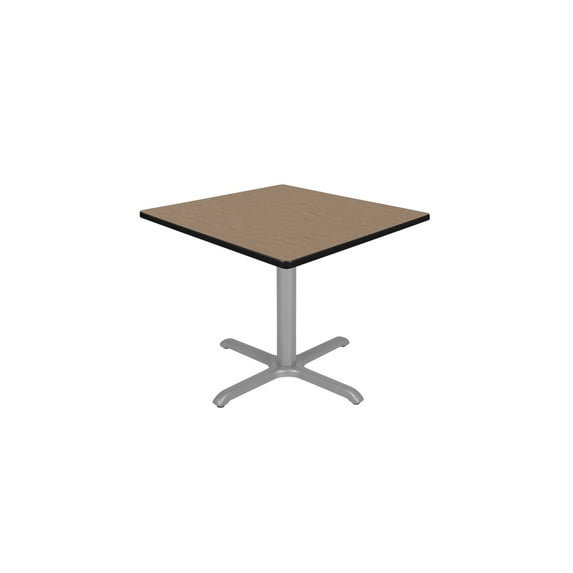 Regency Cain Medium 36 in. Square X-Base Breakroom Table- Noble Oak Top, Grey Legs