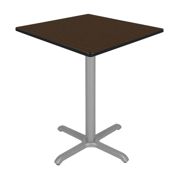 Regency Cain Medium 36" Square X-Base Cafe Table- Neo Walnut/ Grey Base