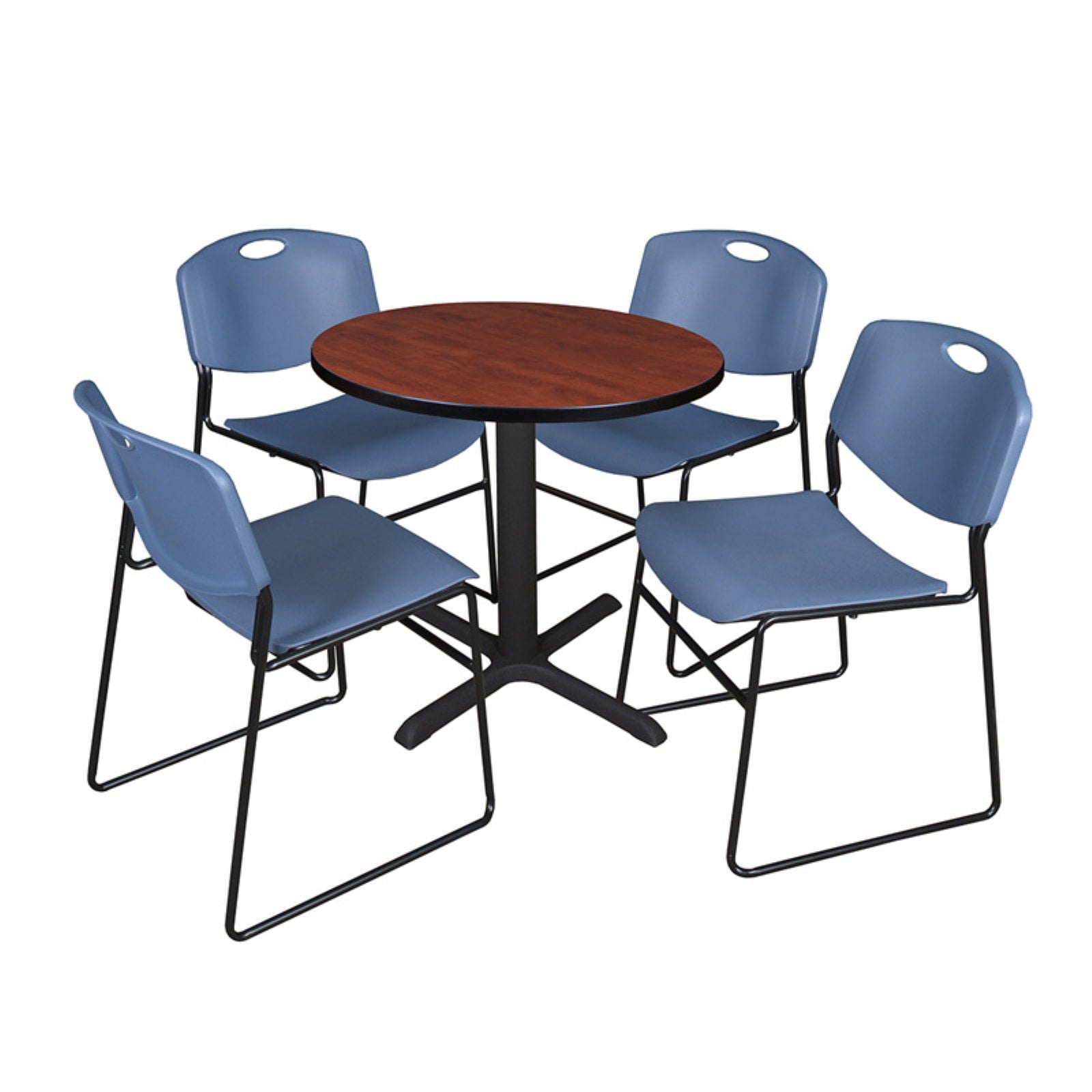 Regency Cain Square Breakroom Table with 4 Stackable Restaurant Chairs 