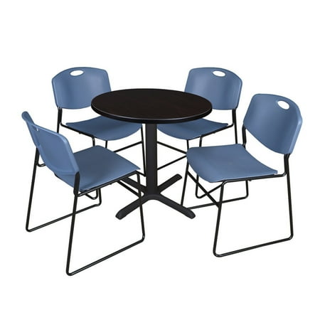 Regency Cain Round Breakroom Table with 4 Stackable Zeng Chairs