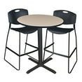 thumbnail image 1 of Cain 36" Round Caf� Table- Beige & 2 Zeng Stack Stools- Black, 1 of 7
