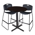 thumbnail image 1 of Regency Cain 36" Round Café Table- Mocha Walnut & 2 Zeng Stack Stools- Black, 1 of 2