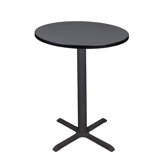 Cain 30" Round Cafe Table with Steel X Base and Hidden Adjustable Glides - Grey