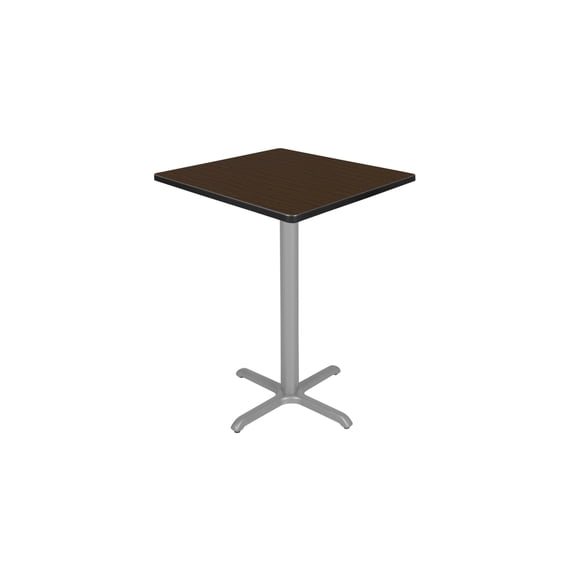 Regency Cain Small 30" Square X-Base Cafe Table- Neo Walnut/ Grey Base