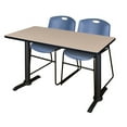 thumbnail image 1 of Regency Cain 72 x 24 in. T-Base Training Seminar Table- Beige & 2 Zeng Stack Chairs- Blue, 1 of 2