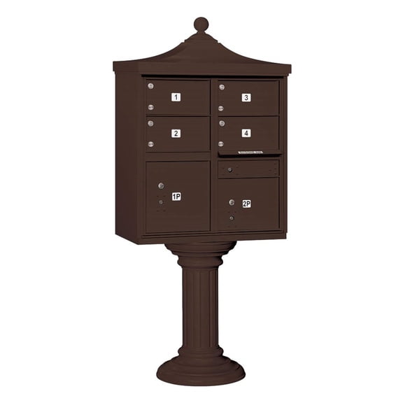 Regency Decorative Cluster Box Unit with 4 Doors and 2 Parcel Lockers in Bronze with USPS Access Type V
