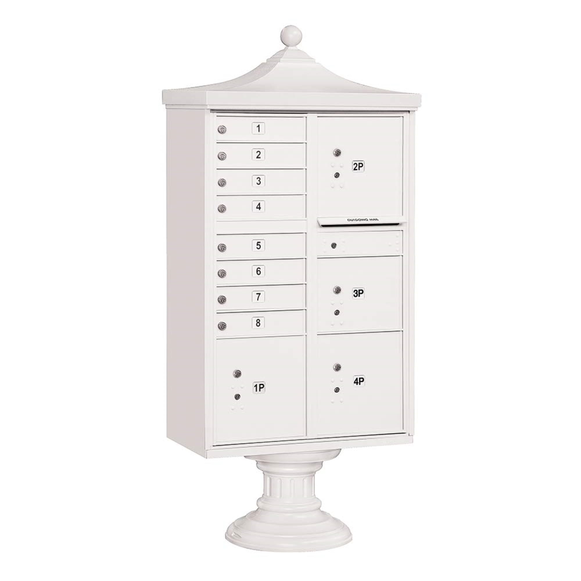 8-Compartment Post-Mount Regency Decorative Cluster Box Unit Type VI USPS Access in Black 8-Compartment Post-Mount Regency Decorative Cluster Box Unit Type VI USPS Access in Black