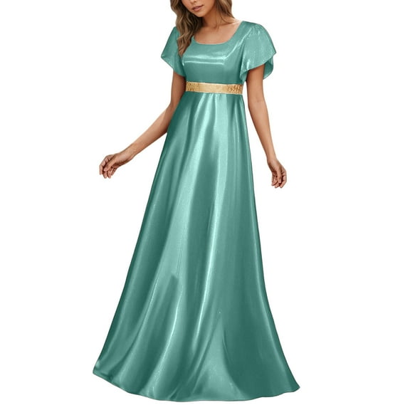 Regency Dresses for Women Empire Waist Puff Sleeve Evening Dress Victorian Fancy Tea Gown Halloween