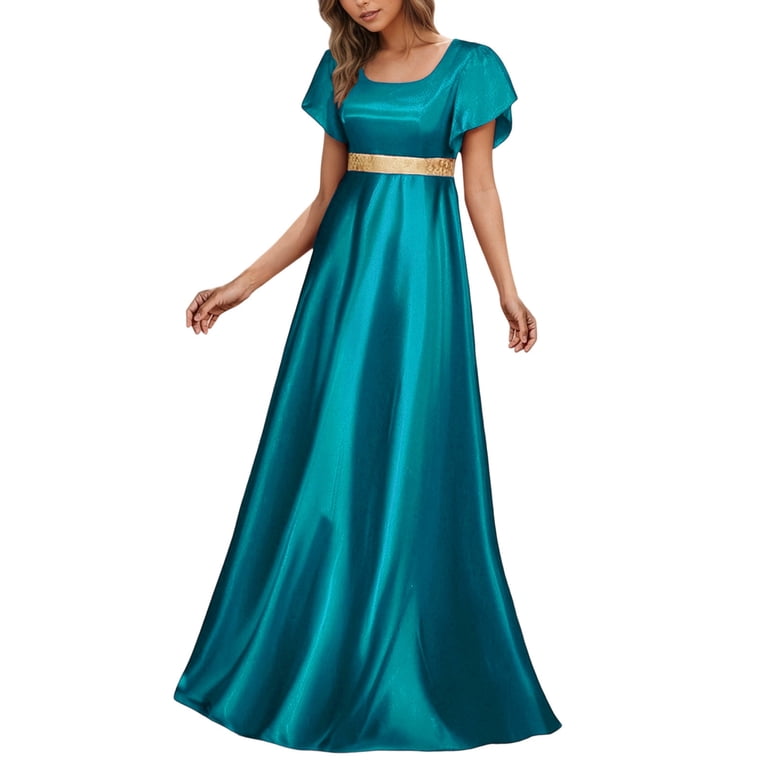 green emerald velvet dress Atria Empire-Waist Long Draped Prom Dress main image 0