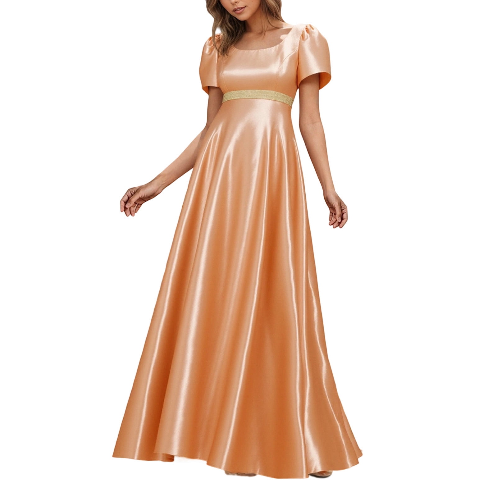 Regency Dresses for Women Empire Waist Puff Sleeve Evening Dress Victorian Fancy Tea Gown Halloween