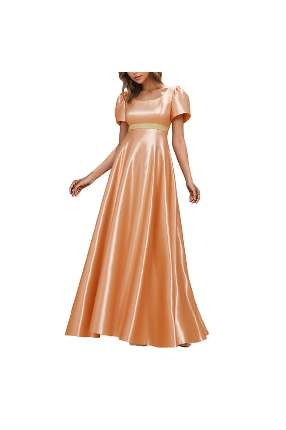 Regency Dresses for Women Empire Waist Puff Sleeve Evening Dress Victorian Fancy Tea Gown Halloween