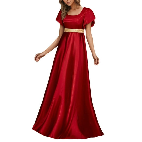 Regency Dresses for Women Empire Waist Puff Sleeve Evening Dress Victorian Fancy Tea Gown Halloween