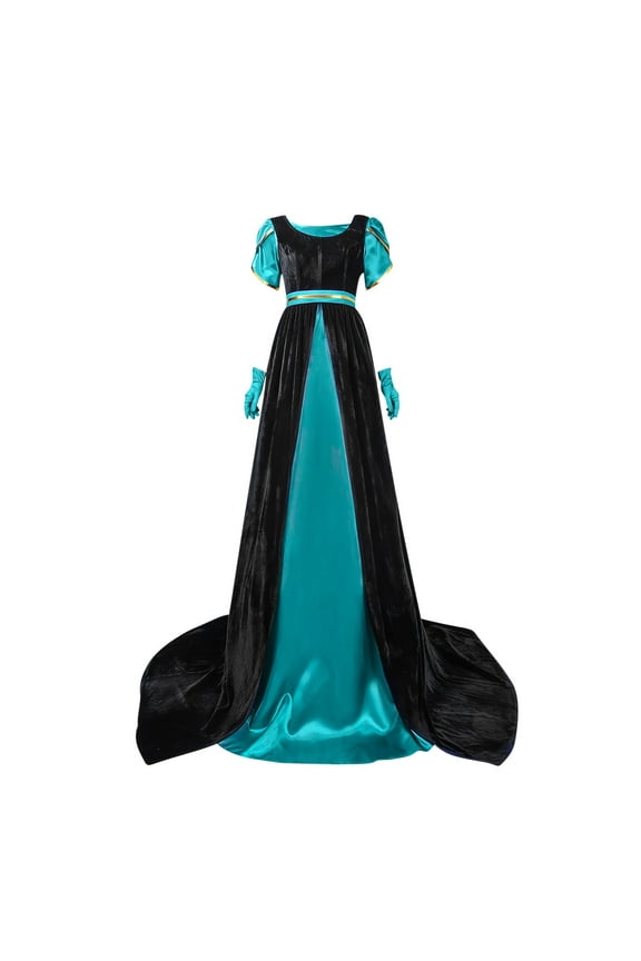 Regency Dresses for Women Vintage Victorian Costume Dress Empire Waist Long Tea Party Ball Gown with Gloves