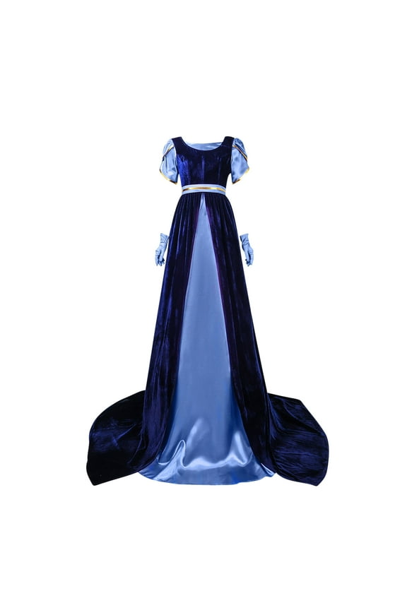 Regency Dresses for Women Vintage Victorian Costume Dress Empire Waist Long Tea Party Ball Gown with Gloves