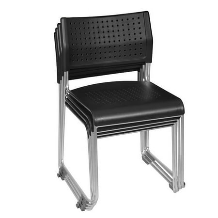Regency Eris Stack Chair (4 pack)- Black/ Chrome