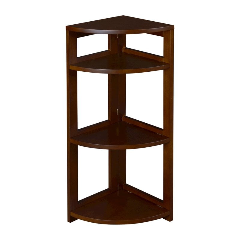 Mocha Walnut 34" Corner Folding Wood Bookcase