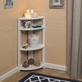 thumbnail image 1 of Niche Flip Flop 34 Inch Folding 3-Shelf Corner Bookcase, No Tools Assembly, Sturdy Solid Wood, Easy Setup, Space-Saving Bookshelf for Home, Office, Dorm, Living Room, Bedroom, White Finish, 1 of 8
