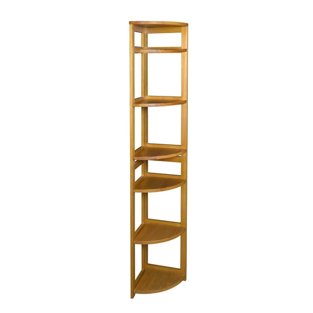 Regency Flip Flop 67 in 6 Shelf High Folding, No Tools Assembly, Wood Bookcase- Medium Oak