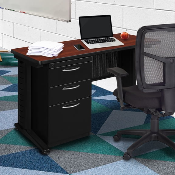 Regency Fusion 48 x 24 Teachers Desk with Single Pedestal Drawer Unit- Cherry