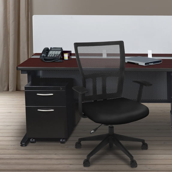 Regency Fusion 48 x 24 in. 2 Person Bench Workstation with Privacy Panel- Mahogany