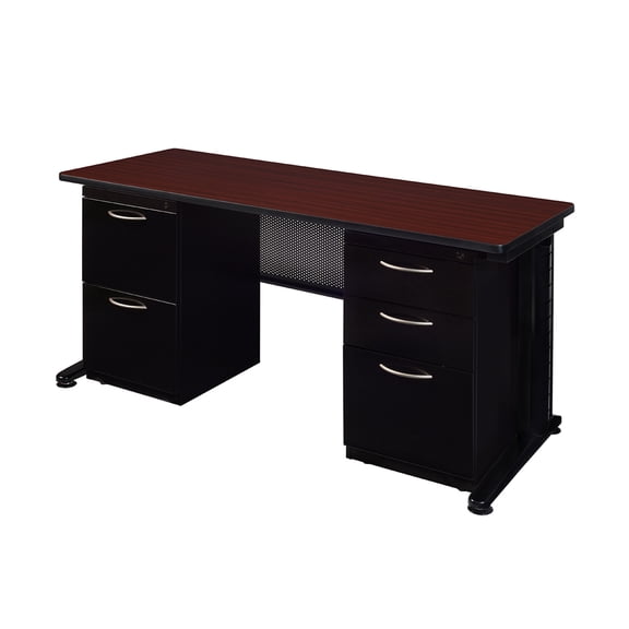 Regency Fusion 60" x 24" Double Pedestal Desk- Mahogany