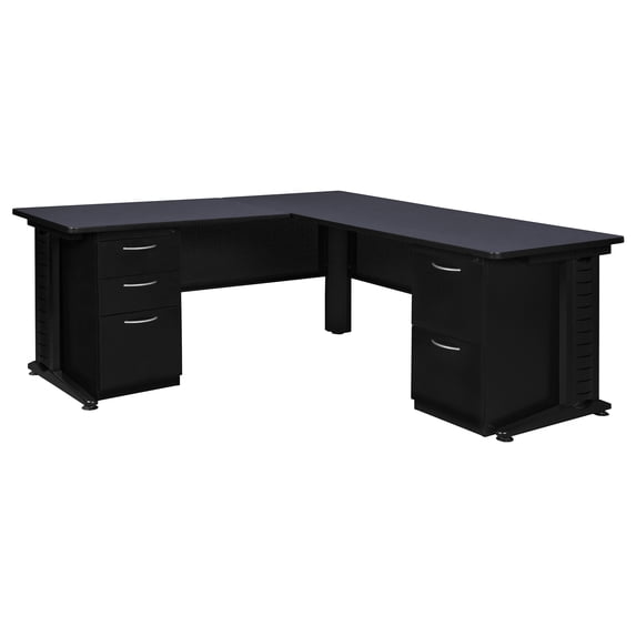 Regency Fusion 66 x 72 in. L Shaped Desk with Double Pedestal Drawer Unit- Grey