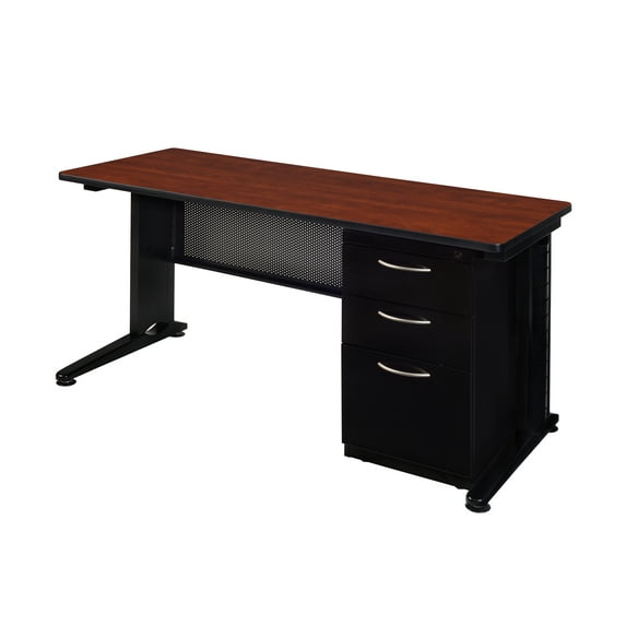 Regency Fusion 66 x 24 Teachers Desk with Single Pedestal Drawer Unit- Cherry