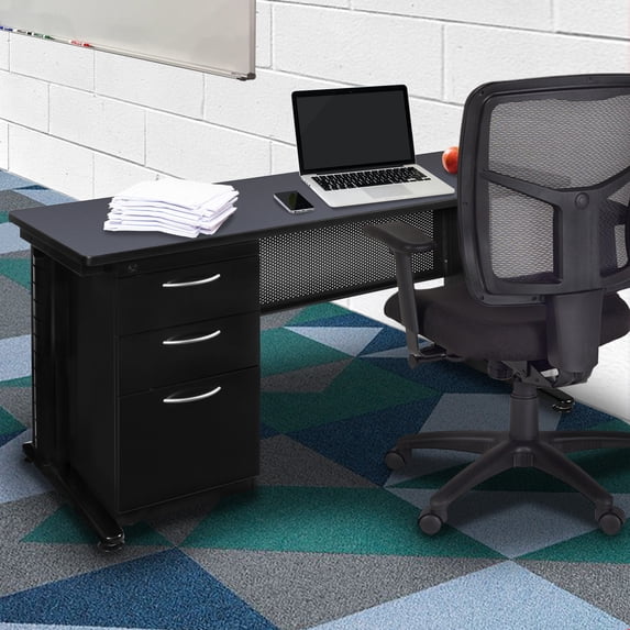 Regency Fusion 66 x 30 Teachers Desk with Single Pedestal Drawer Unit- Grey