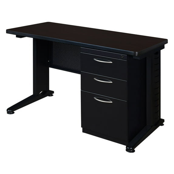 Regency Fusion 66 x 30 Teachers Desk with Single Pedestal Drawer Unit- Mocha Walnut