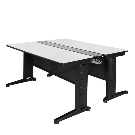 Regency Fusion 66 x 58 in. 2 Person Bench Workstation Desk- White
