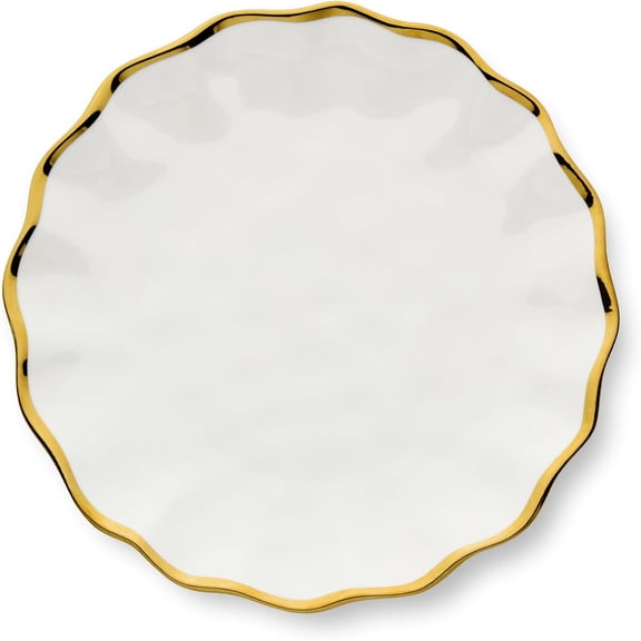 Regency Gold 11-Inch Porcelain Dinner Plates Set of 4 Elegant Gold-Trimmed Plates Durable, Dishwasher-Safe Fine Tableware for Formal Dining, Holidays & Everyday Use