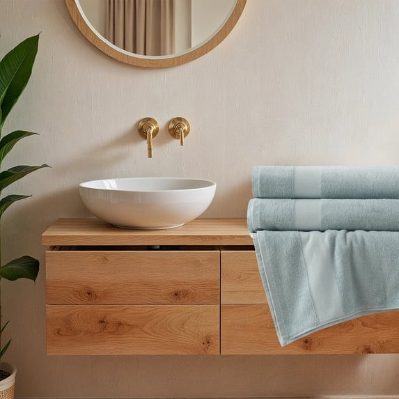 Regency Heights 2-Piece Oversized Bath Towel, 100% Turkish Cotton Bathroom Towels, Quick Dry, Super Absorbent Bath Towels for Bathroom, Seafoam, 35x70"