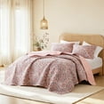 thumbnail image 1 of Regency Heights 3-Piece King Size Floral Boho Quilt Set, Pink Medallion Print Reversible Bedding Set, King Size Quilt with Sham, 1 of 10