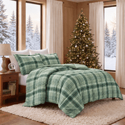 Regency Heights 3-Piece Plaid Comforter Set, Extra Soft Down Alternative Comforter Bed Set for Dorm, Reversible Bedding Set with Pillow Shams for All Season, Gr