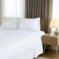 thumbnail image 1 of Regency Heights Metallic Printed Sheet Set, 3-Piece Twin XL Bed Sheets with Pillowcase, Polka Dots Printed Sheet Bedding Sets for Kids, White/Gold, 1 of 6