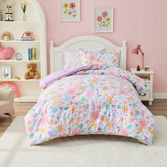 Regency Heights Floral Comforter Set, Soft Microfiber Flower Bedding Set, 5 Pieces with Comforter, Sheets and Pillowcases, Twin