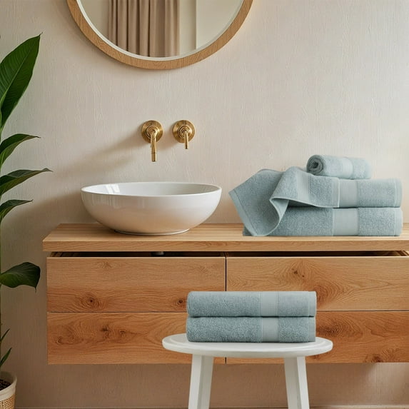 Regency Heights 6-Piece Bath Towel Set, 100% Turkish Cotton Bath Towels, Quick Dry, Absorbent Bath Towels, Hand Towels, Wash Towels, Seafoam