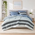 thumbnail image 1 of Regency Heights 7-Piece Comforter Sets, Reversible Striped Comforter Set for Dorm, Lightweight All Season Bedding Set with Pillow Shams,Full, Navy/Blue, 1 of 10