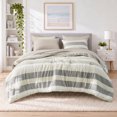 thumbnail image 1 of Regency Heights 7-Piece Comforter Sets, Reversible Striped Comforter Set for Dorm, Lightweight All Season Bedding Set with Pillow Shams,Queen, Neutral, 1 of 10