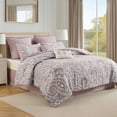 thumbnail image 1 of Regency Heights 8-Piece Comforter Set Reversible Floral Bedding with Bed Skirt and Decor Pillows,Cal King,Plum Pink, 1 of 7