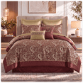 thumbnail image 1 of Regency Heights 8 Pieces Jacquard Comforter Set with Bedskirt and Decor Pillows, Queen, Red, 1 of 9